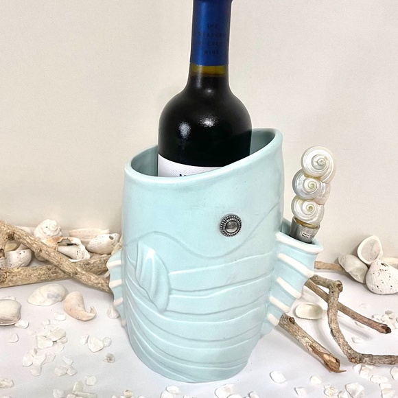 Ceramic Fish Wine cooler and bottle topper. - Picture 2 of 6